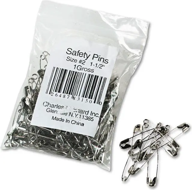 Alt view image 9 of 10 - Charles Leonard Safety Pins Nickel-Plated Steel 1 1/2" Length 144/Pack 83150