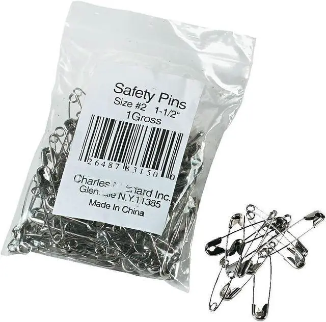 Alt view image 10 of 10 - Charles Leonard Safety Pins Nickel-Plated Steel 1 1/2" Length 144/Pack 83150