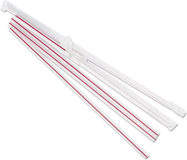 Alt view image 3 of 8 - Boardwalk Jumbo Straws 7 3/4" Plastic Red w/White Stripe 500/Pack 24 Pack/Carton JSTW775S24