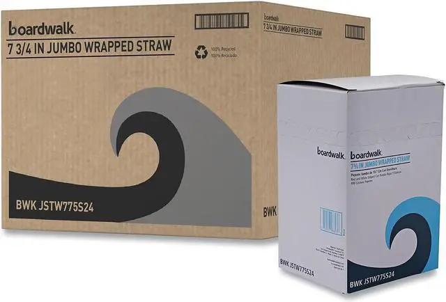 Alt view image 8 of 8 - Boardwalk Jumbo Straws 7 3/4" Plastic Red w/White Stripe 500/Pack 24 Pack/Carton JSTW775S24