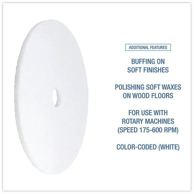 Alt view image 12 of 14 - Standard 24-Inch Diameter Polishing Floor Pads, White BWK4024WHI