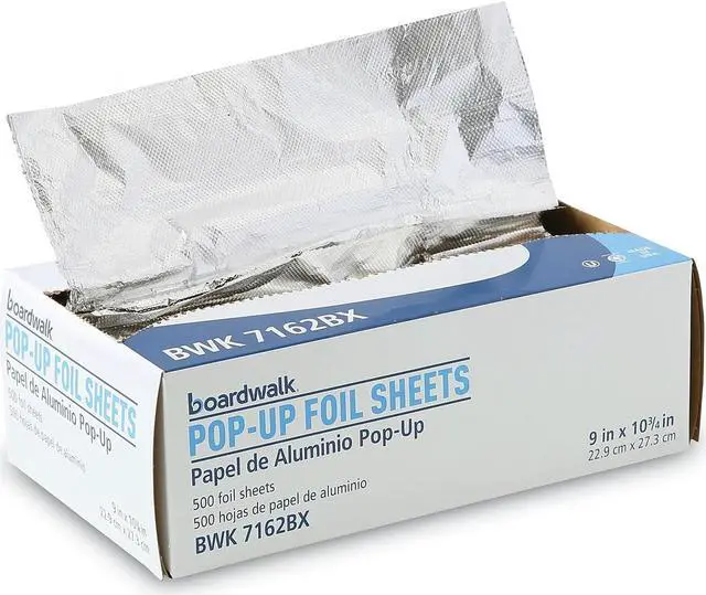 Alt view image 2 of 5 - Boardwalk Pop-Up Aluminum Foil Wrap Sheets 9 x 10 3/4 Silver 500/Box 7162BX