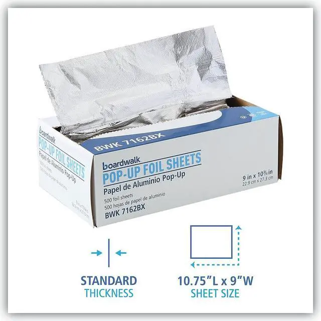 Alt view image 3 of 5 - Boardwalk Pop-Up Aluminum Foil Wrap Sheets 9 x 10 3/4 Silver 500/Box 7162BX