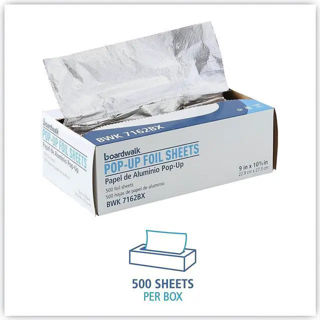 Alt view image 4 of 5 - Boardwalk Pop-Up Aluminum Foil Wrap Sheets 9 x 10 3/4 Silver 500/Box 7162BX