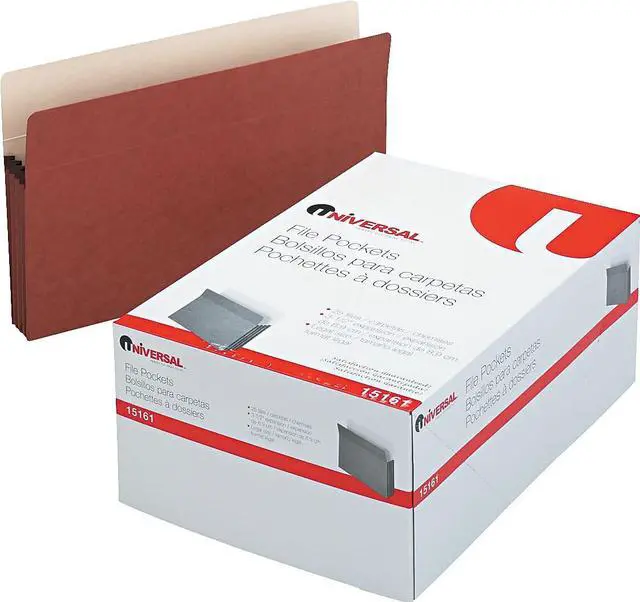 Alt view image 7 of 7 - Universal 3 1/2 Inch Expansion File Pockets Straight Tab Legal Redrope/Manila 25/Box 15161