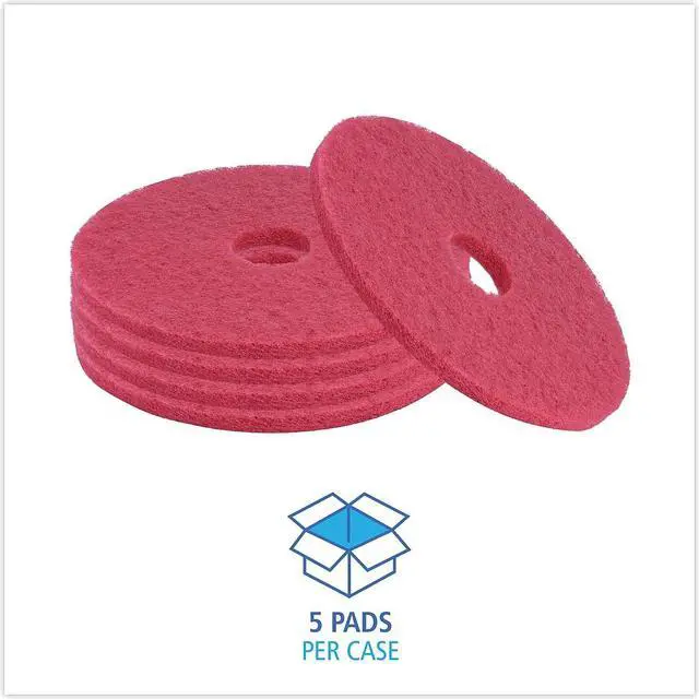 Alt view image 9 of 12 - Buffing Floor Pads, 16" Diameter, Red, 5/Carton 4016RED