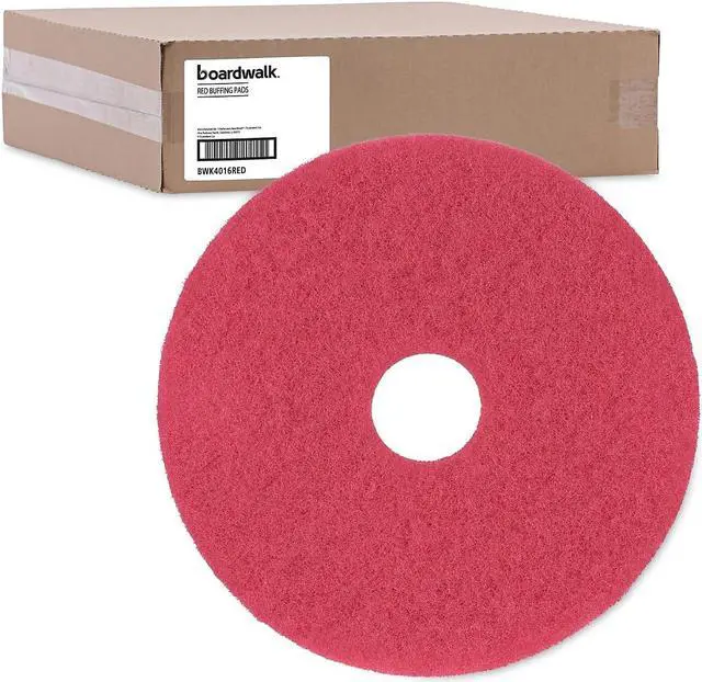 Alt view image 11 of 12 - Buffing Floor Pads, 16" Diameter, Red, 5/Carton 4016RED