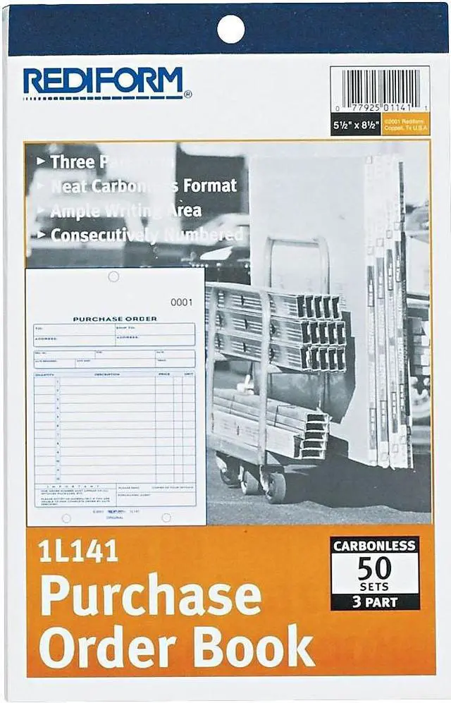 Alt view image 13 of 13 - Rediform Purchase Order Book Bottom Punch 5 1/2 x 7 7/8 3-Part Carbonless 50