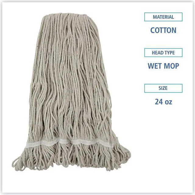 Alt view image 16 of 20 - Boardwalk Pro Loop Web/Tailband Wet Mop Head Cotton 24oz White 424CEA