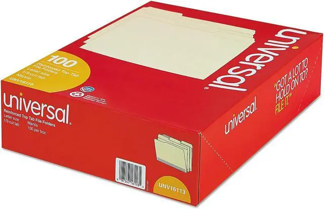Alt view image 8 of 10 - Universal 16113 File Folders- 1/3 Cut Assorted- Two-Ply Top Tab- Letter- Manila- 100/Box