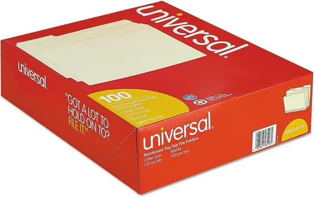 Alt view image 9 of 10 - Universal 16113 File Folders- 1/3 Cut Assorted- Two-Ply Top Tab- Letter- Manila- 100/Box