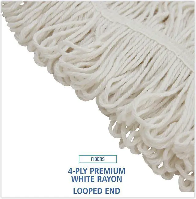 Alt view image 19 of 20 - Boardwalk Pro Loop Web/Tailband Wet Mop Head Rayon 24oz White 424REA