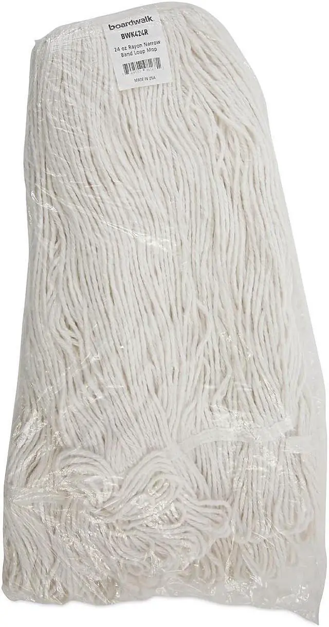 Alt view image 20 of 20 - Boardwalk Pro Loop Web/Tailband Wet Mop Head Rayon 24oz White 424REA