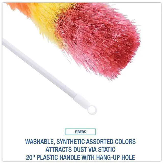 Alt view image 13 of 16 - Boardwalk Polywool Duster w/20" Plastic Handle Assorted Colors 9441