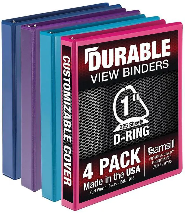 Main image of Samsill Durable View Binders 3 D-Ring Assorted Color 4 Pack (MP46439)