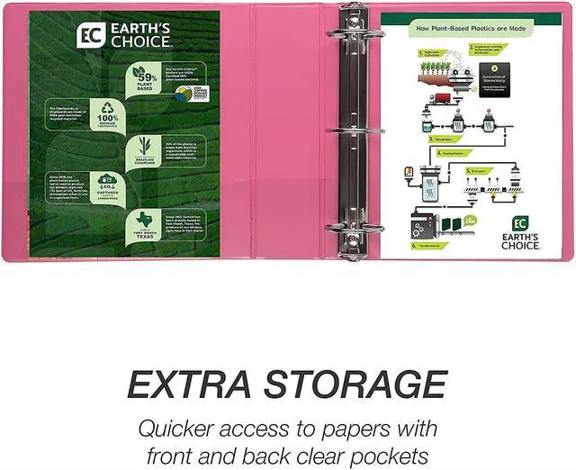 Alt view image 5 of 12 - Samsill Earth's Choice Plant-Based 3" 3 Ring View Binders Assorted Tropical Colors 4/Pack (MP48689)