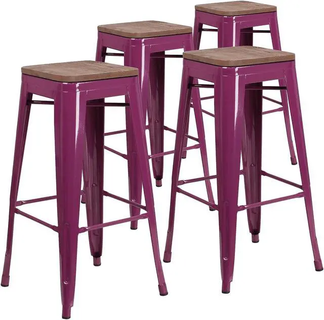 Main image of Flash Furniture Lily Industrial Metal Counter Height Stool without Back Black-Antique Gold 4-Pieces/Pack (4CH3132024BQW)
