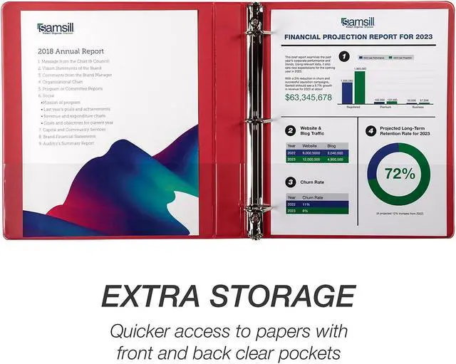 Alt view image 6 of 9 - Samsill Durable View Binders 3 D-Ring Black Blue Red Green 4 Pack (MP46409)