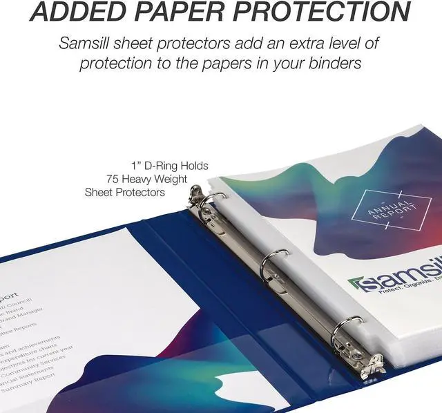 Alt view image 8 of 9 - Samsill Durable View Binders 3 D-Ring Black Blue Red Green 4 Pack (MP46409)