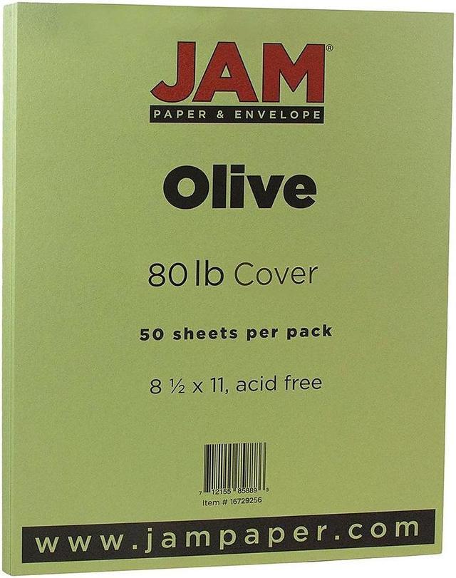 JAM Paper Matte 80lb Colored Cardstock 8.5 x 11 Coverstock Olive Green  16729256 