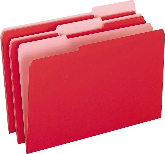 Alt view image 3 of 3 - Pendaflex Colored File Folders 1/3 Cut Top Tab Legal Red/Light Red 100/Box 15313RED