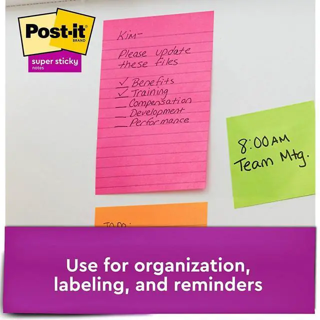Alt view image 16 of 20 - Post-it Super Sticky Pads in Miami Colors 4 x 6 Miami 90/Pad 3 Pads/Pack 6603SSMIA