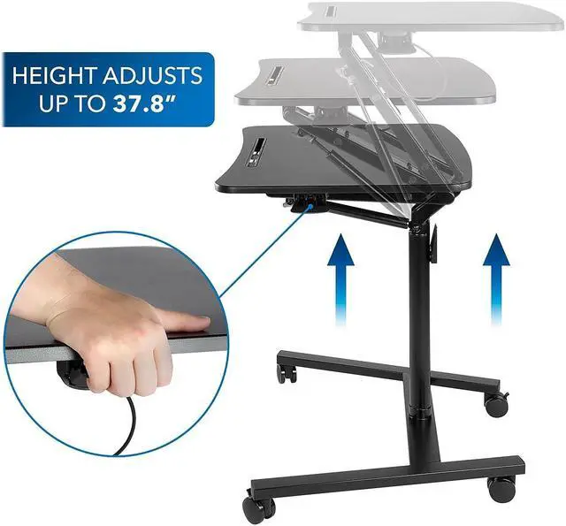 Alt view image 10 of 17 - Mount-It! Mobile Standing Laptop Desk | Height Adjustable Rolling Sit Stand Workstation with Casters |  27.5 Inch Wide