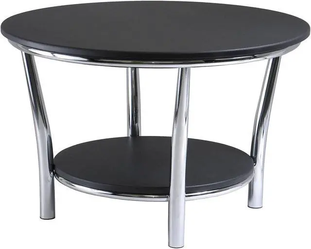 Alt view image 10 of 10 - Maya Round Coffee Table, Black Top, Metal Legs By Winsome Wood