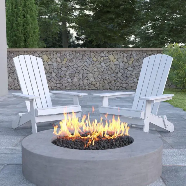 Alt view image 2 of 7 - FLASH FURNITURE 2-JJ-C14505-WH-GG White All-Weather Folding Adirondack Chairs,