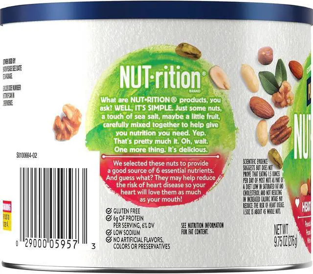 Alt view image 4 of 7 - Kraft Planters Heart Healthy Mix Assorted Nuts 9.75oz. Green 05957