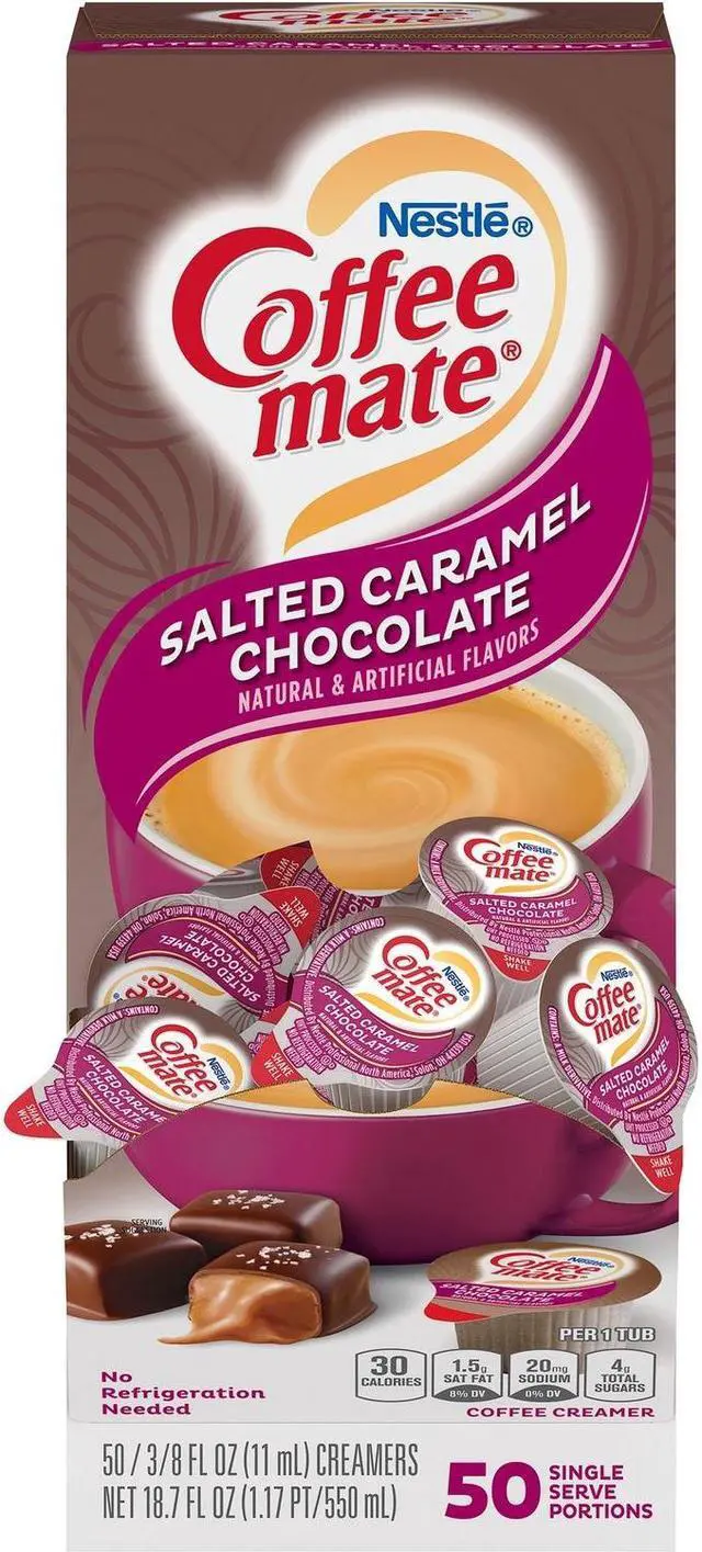 Main image of Coffee-mate Liquid Coffee Creamer Salted Caramel Chocolate 0.375 oz Mini Cups 50/Box 77197