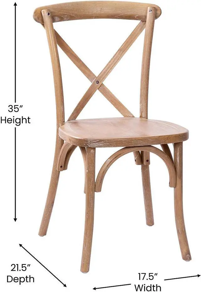 Alt view image 4 of 14 - Flash Furniture Advantage Wood X-Back Chair Armless Medium White Grain (XBACKMEDWHT)