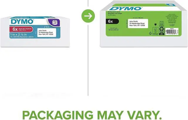 Alt view image 2 of 19 - Dymo Labels LabelWriter 2-1/8"Wx1"H 6 RL/PK White 2050764