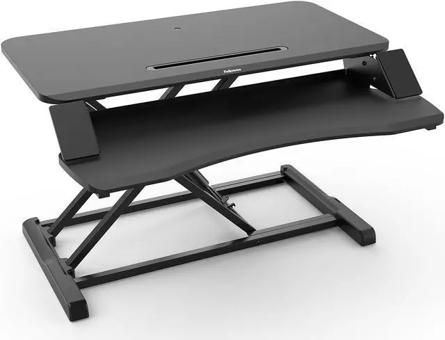 Alt view image 12 of 17 - fellowes corsivo height adjustable standing desk, sit to stand, gas spring riser converter, tabletop workstation, desk riser 8091001