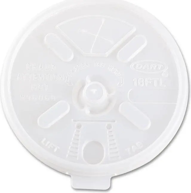 Alt view image 2 of 2 - Dart Translucent Lids for 12-24oz Foam Cups Straw Slot 1000/Carton 16FTLS