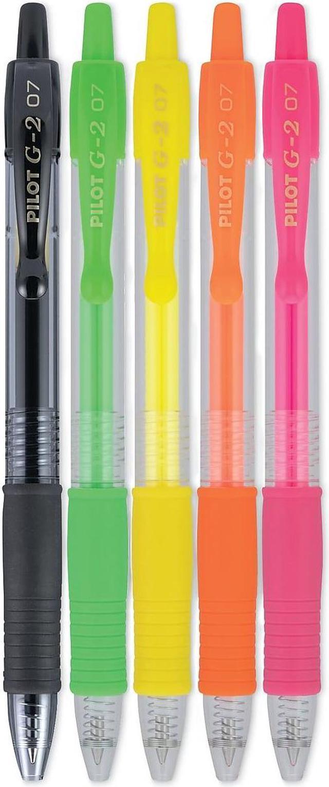 Pilot G2 Retractable Neon Gel Ink Pens in Assorted Colors - Fine
