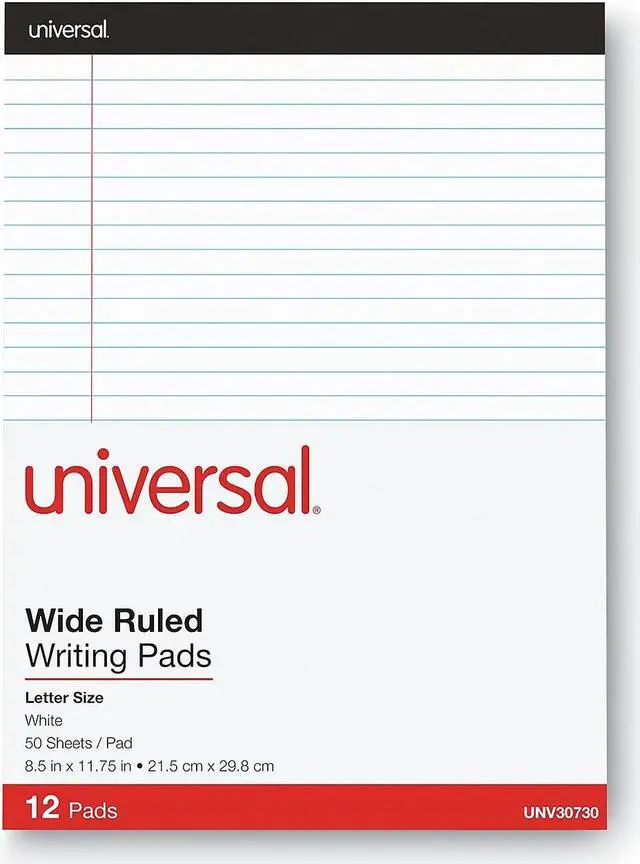 Alt view image 3 of 8 - UNIVERSAL Premium Ruled Writing Pads White 8.5 x 11.75 Legal/Wide 50 Sheets 12 Pads 30730