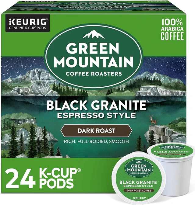 Alt view image 7 of 7 - Green Mountain Black Granite Espresso Style Coffee Dark Roast Keurig K-Cup Pods 24/Box (5000366650) 9530