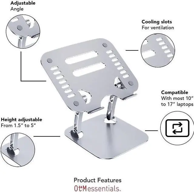 Alt view image 12 of 13 - OTM Essentials Aluminum Adjustable Laptop Riser Stand Gray (OB-A2A)