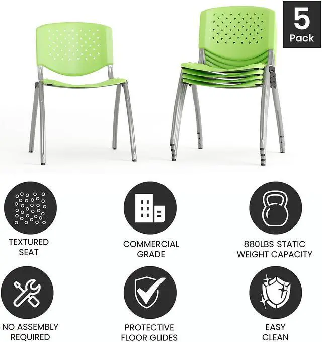 Alt view image 4 of 14 - Flash Furniture HERCULES Series Plastic Cafe Stack Chair Black 5 Pack (5RUT418BK)