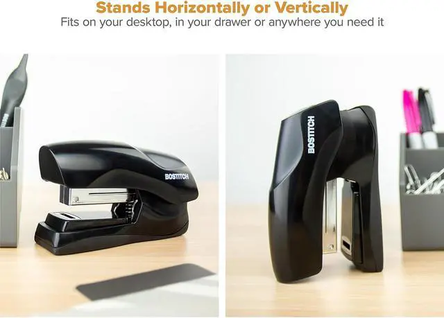Alt view image 4 of 6 - Bostitch Stapler 40-Sheet Half Strip Flat Clinch Black B175BLK