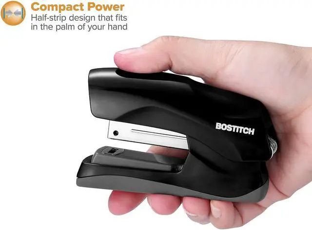 Alt view image 6 of 6 - Bostitch Stapler 40-Sheet Half Strip Flat Clinch Black B175BLK
