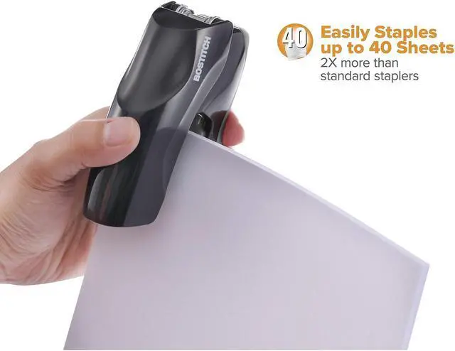 Alt view image 2 of 6 - Bostitch Stapler 40-Sheet Half Strip Flat Clinch Black B175BLK