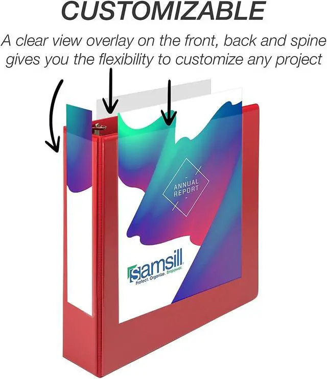 Alt view image 6 of 8 - Durable D-Ring View Binders 3 Rings 2" Capacity 11 x 8.5 Black/Blue/Green/Red 4/Pack MP46468