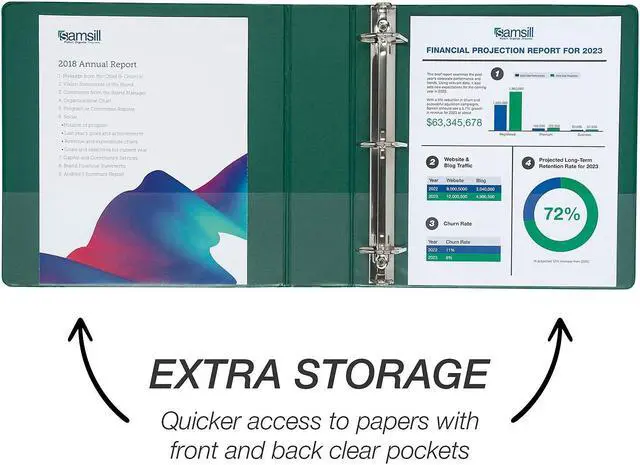 Alt view image 4 of 8 - Durable D-Ring View Binders 3 Rings 2" Capacity 11 x 8.5 Black/Blue/Green/Red 4/Pack MP46468
