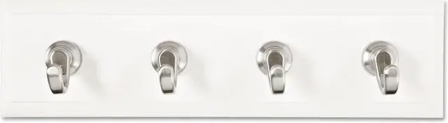 Alt view image 3 of 8 - Command Decorative Key Rail 8w x 1 1/2d x 2 1/8h White/Silver 4 Hooks/Pack HOM18QES