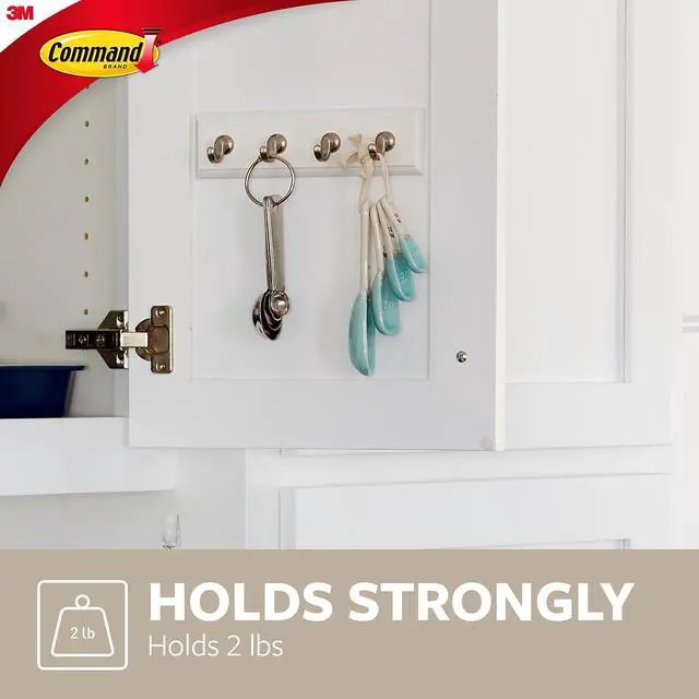 Alt view image 5 of 8 - Command Decorative Key Rail 8w x 1 1/2d x 2 1/8h White/Silver 4 Hooks/Pack HOM18QES