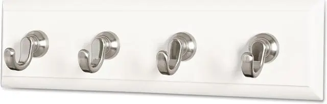 Alt view image 4 of 8 - Command Decorative Key Rail 8w x 1 1/2d x 2 1/8h White/Silver 4 Hooks/Pack HOM18QES