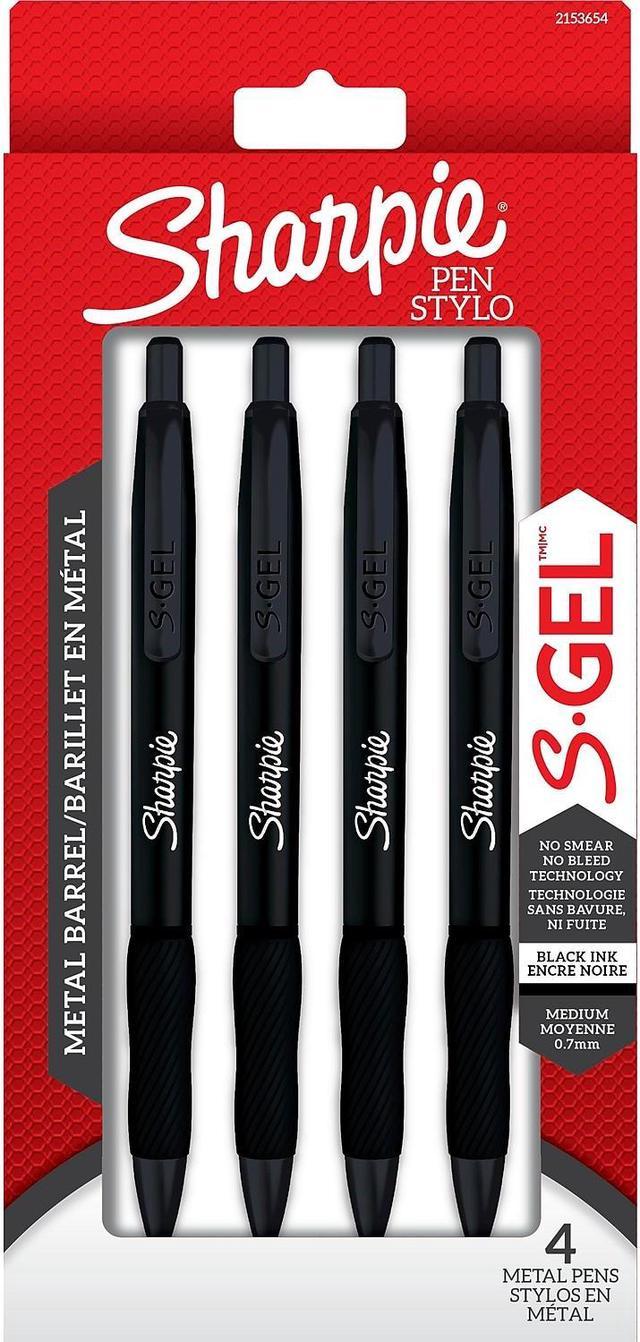 Sharpie S-Gel Metal RT Gel Pen, Medium Point, Black Ink, 4/Pack (2153578)