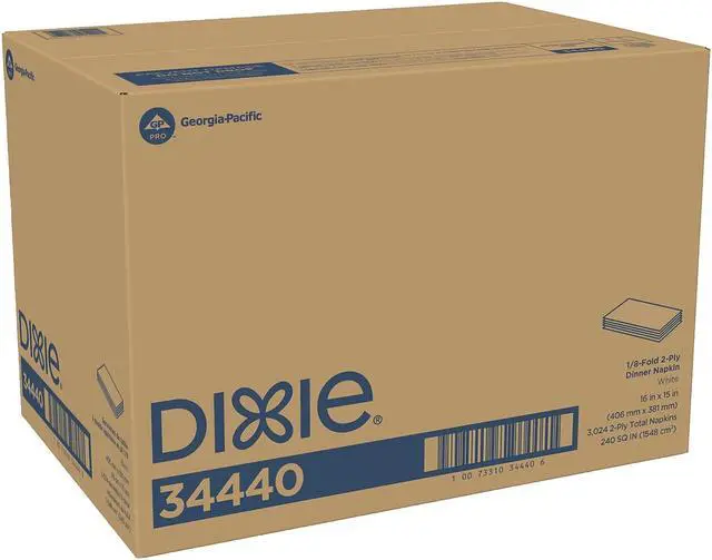 Alt view image 2 of 7 - Dixie Dinner Napkin 2-ply White 3024 Napkins/Pack (34440CT)